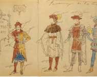 Zichy Mihaly Sketch of Characters and Actors in Theatrical Costumes for Shakespeares Tragedy of Hamlet Translated by Grand Duke Konstantin Konstantinovich01 - Hermitage